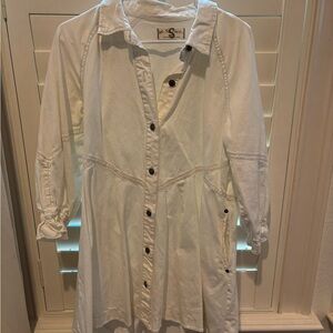 Free people White Hannah denim Button-Up Dress